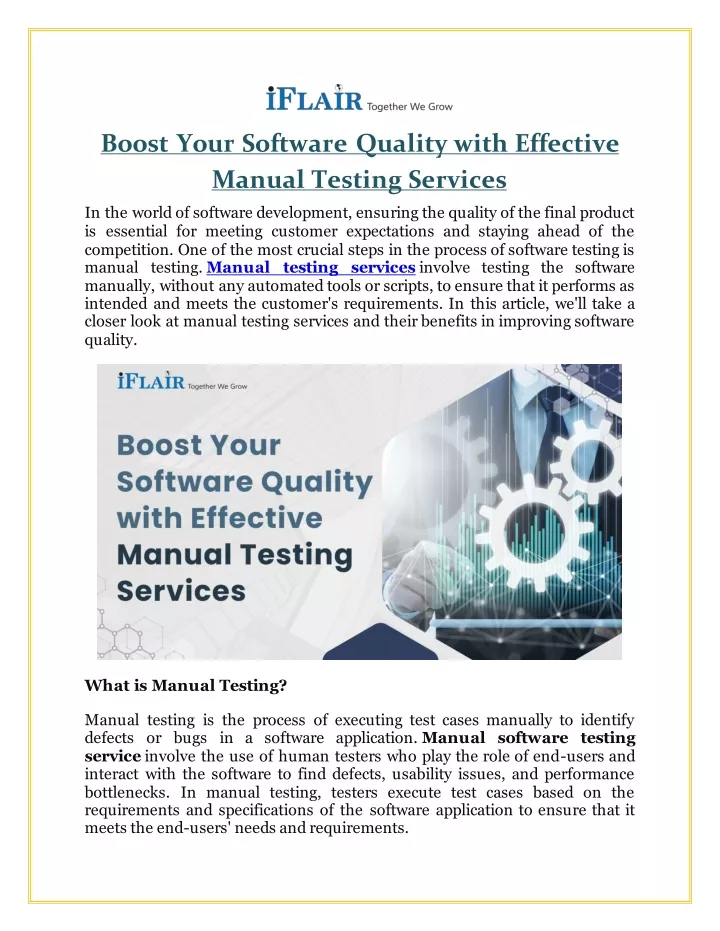 boost your software quality with effective manual