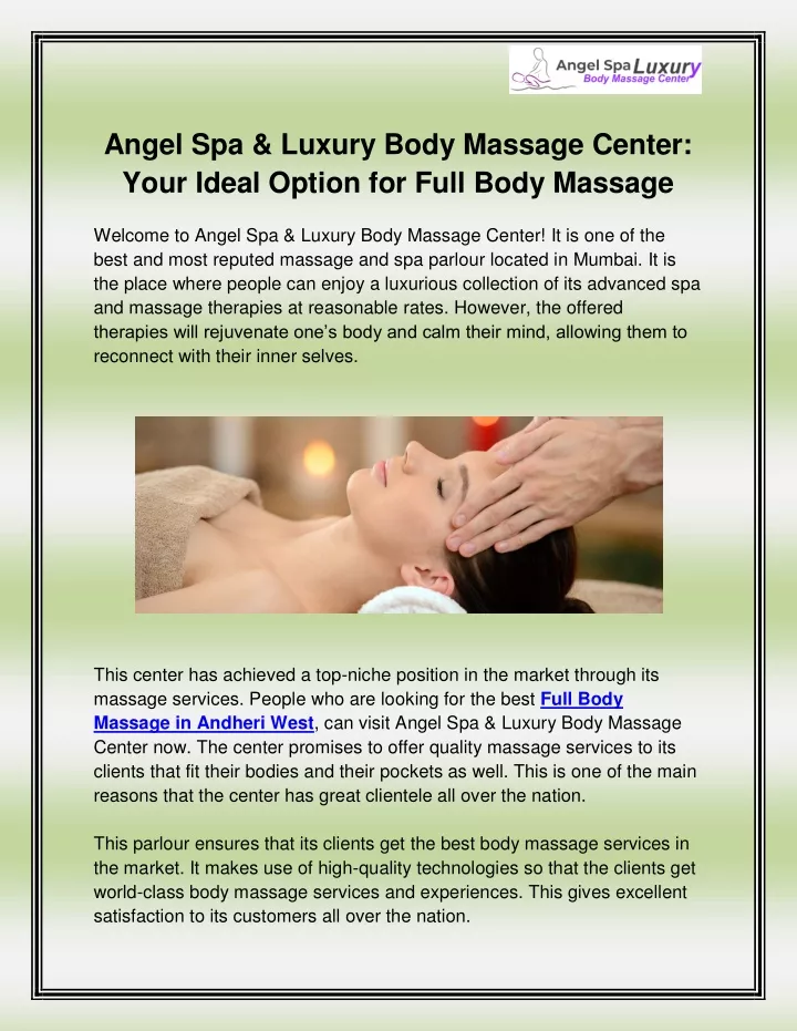 angel spa luxury body massage center your ideal