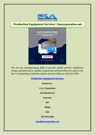 Production Equipment Services | Isacorporation.net