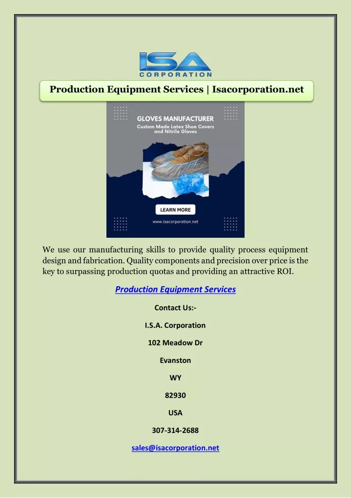 production equipment services isacorporation net