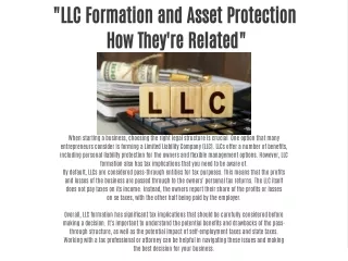 "LLC Formation and Tax Implications: What You Need to Know"