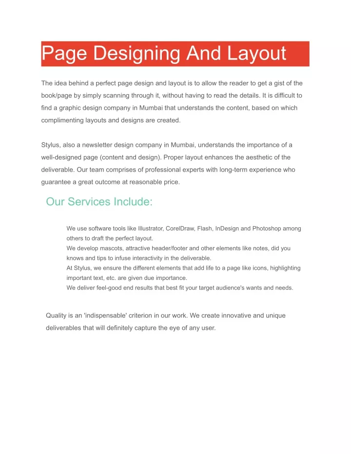 page designing and layout