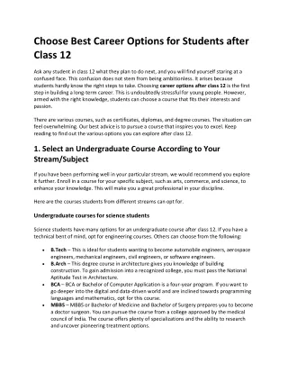 Best Career Options After Class 12 in Modern 2023-24