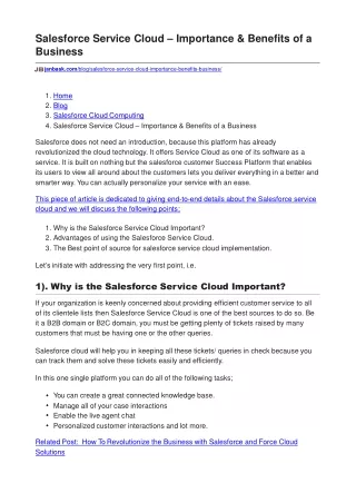 The Importance and Benefits of Salesforce Service Cloud in Your Buisness