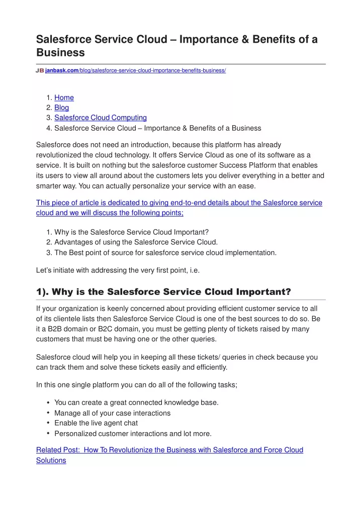 salesforce service cloud importance benefits