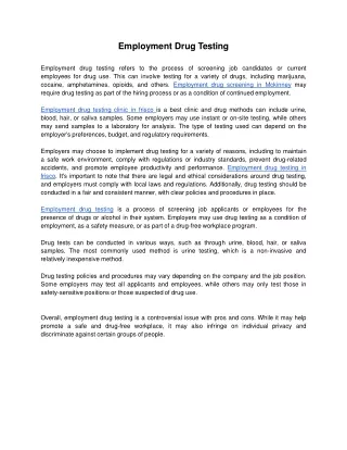 employment drug testing employment drug testing