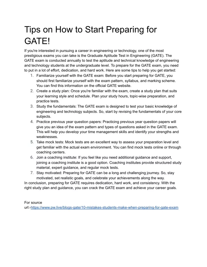 tips on how to start preparing for gate