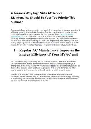 Why Lago Vista AC Service Maintenance Should Be Your Top Priority This Summer