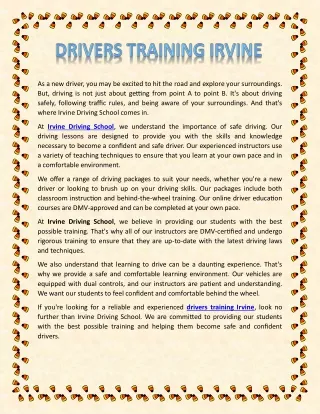 Drivers Training Irvine