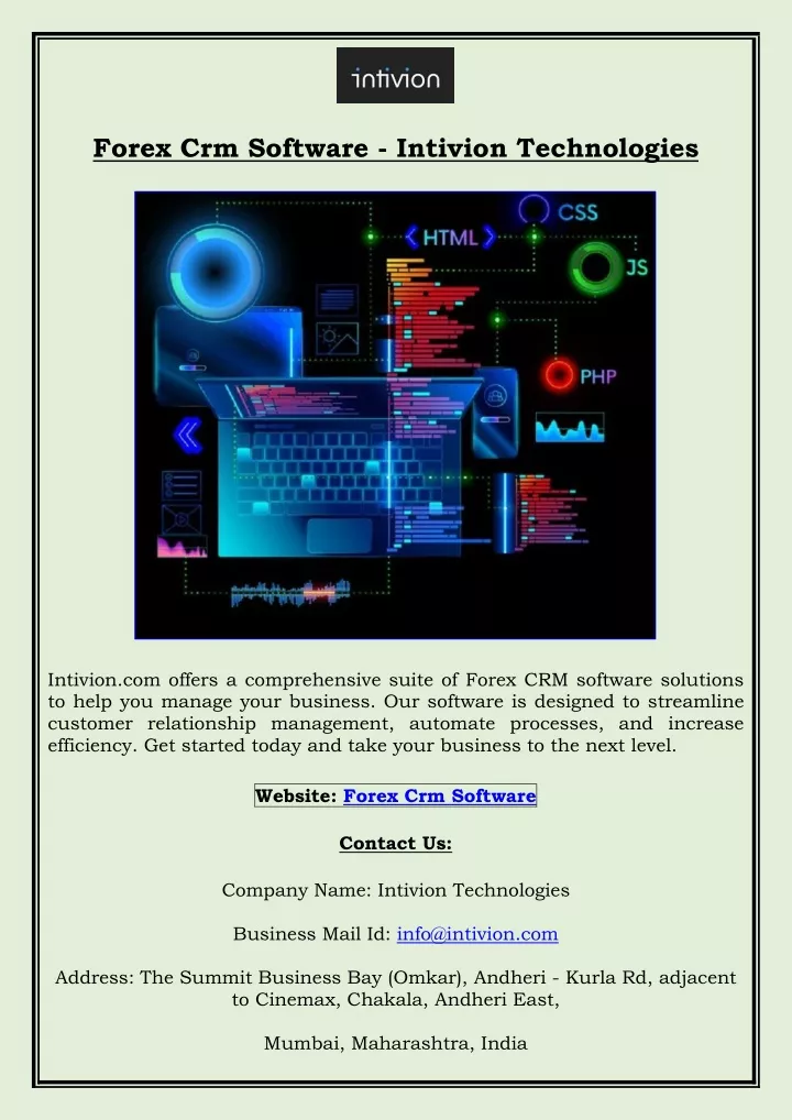 forex crm software intivion technologies