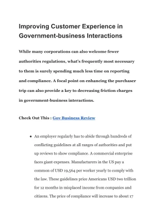 Improving Customer Experience in Government-business Interaction