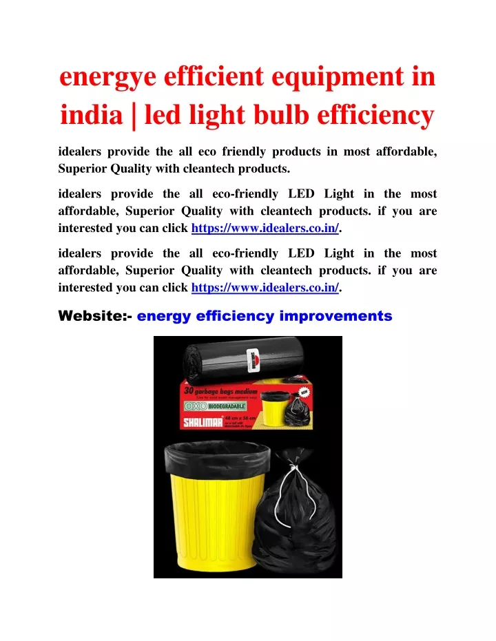 energye efficient equipment in india led light