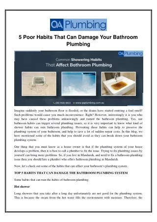 5 Poor Habits That Can Damage Your Bathroom Plumbing