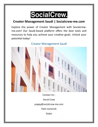 Creator Management Saudi | Socialcrew-me.com