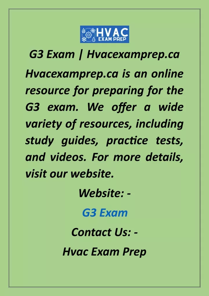 g3 exam hvacexamprep ca