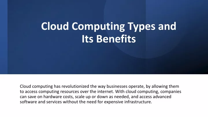 cloud computing types and its benefits