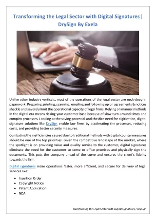 Transforming the Legal Sector with Digital Signatures| DrySign By Exela