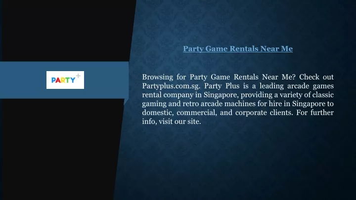 party game rentals near me