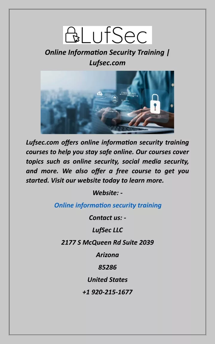 online information security training lufsec com