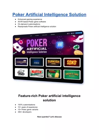 poker artificial intelligence solution