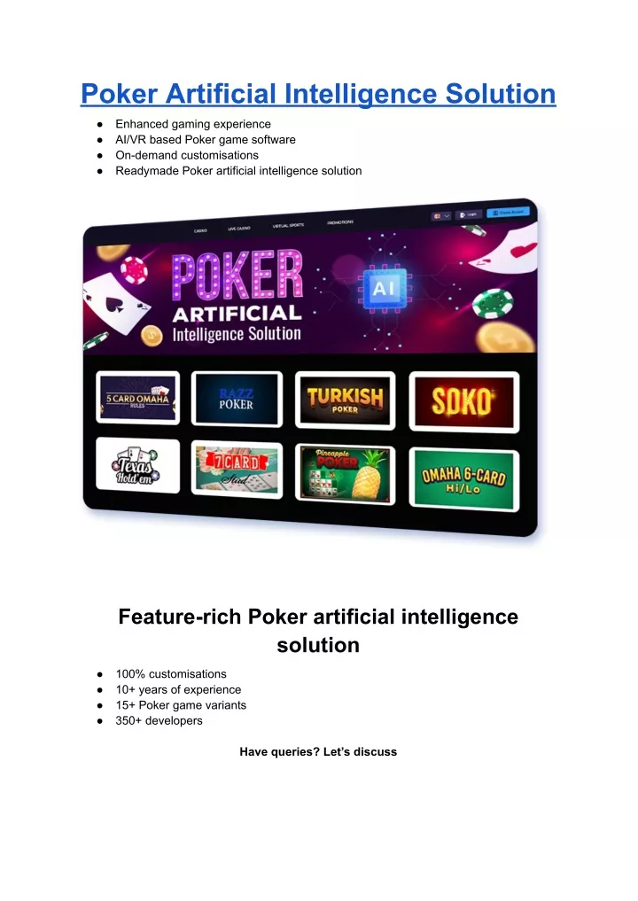 PPT - Poker Artificial Intelligence Solution PowerPoint Presentation ...