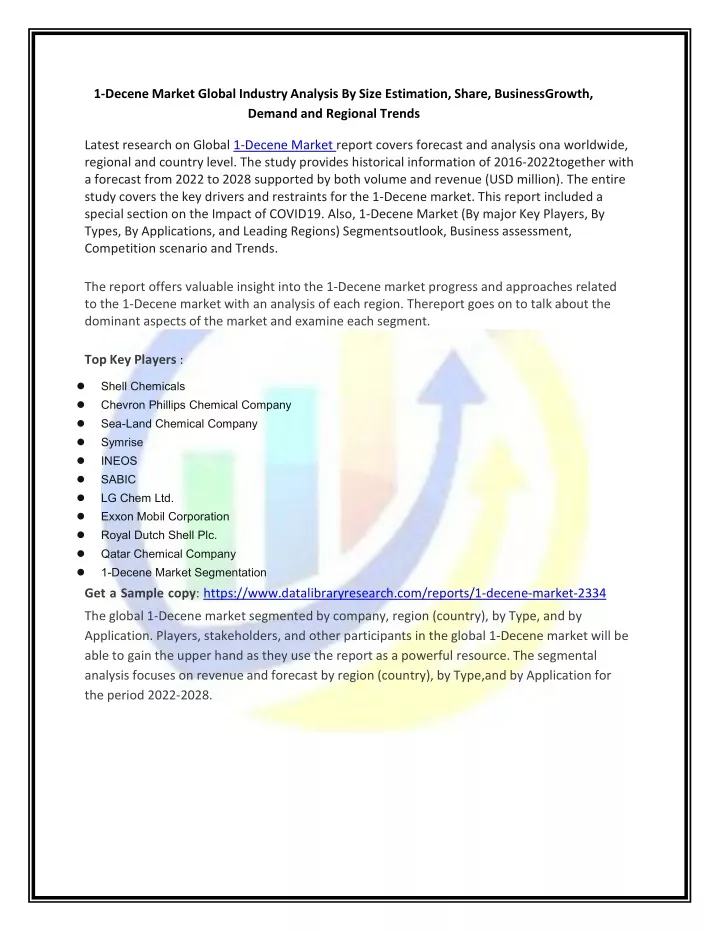 1 decene market global industryanalysis by size