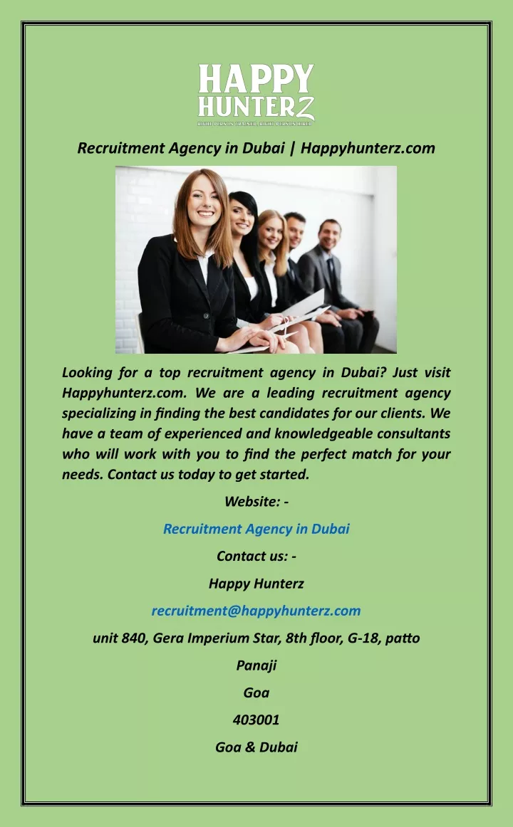 recruitment agency in dubai happyhunterz com