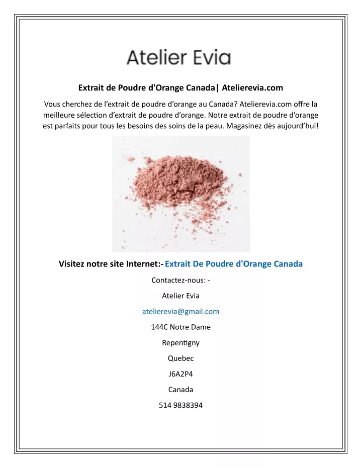 extrait de poudre d orange canada atelierevia com