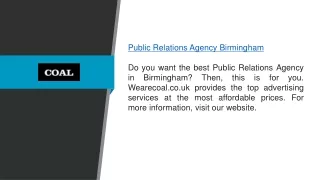 Public Relations Agency Birmingham Wearecoal.co.uk