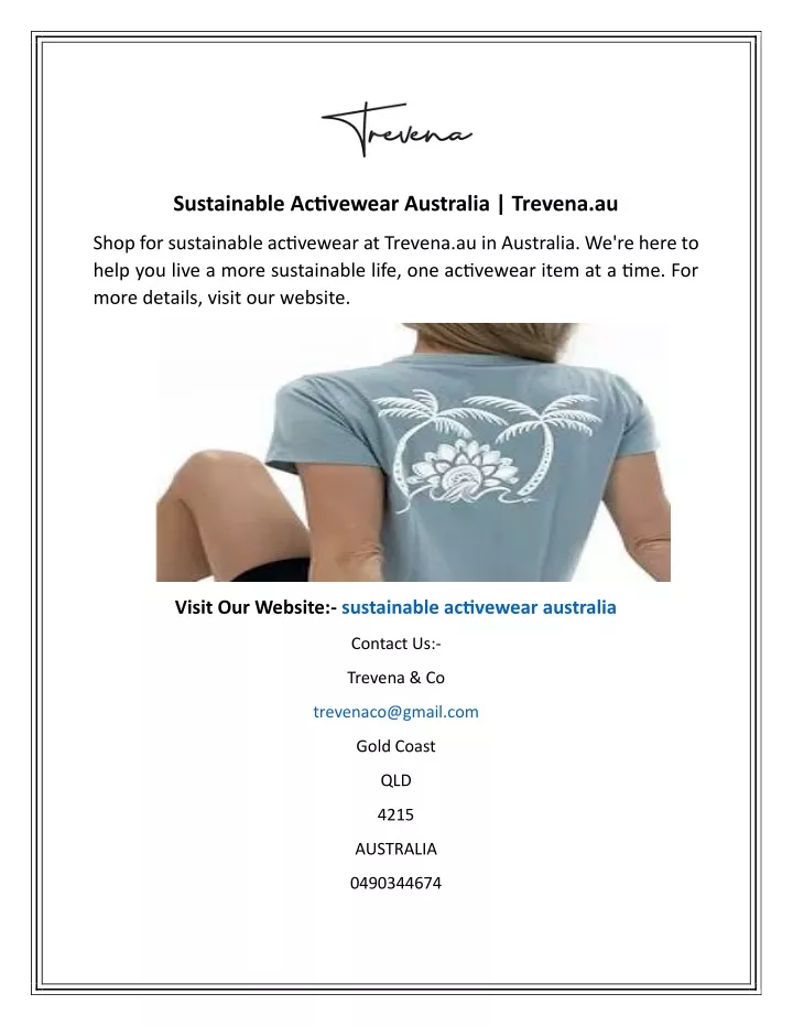 sustainable activewear australia trevena au