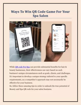 Ways To Win QR Code Game For Your Spa Salon