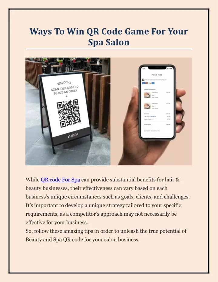 ways to win qr code game for your spa salon