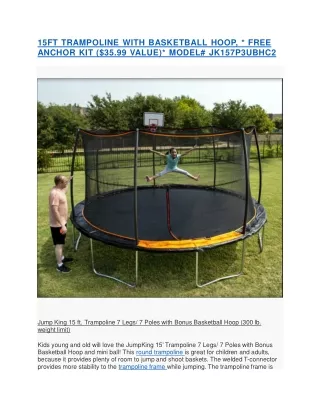 15ft trampoline with basketball hoop free anchor