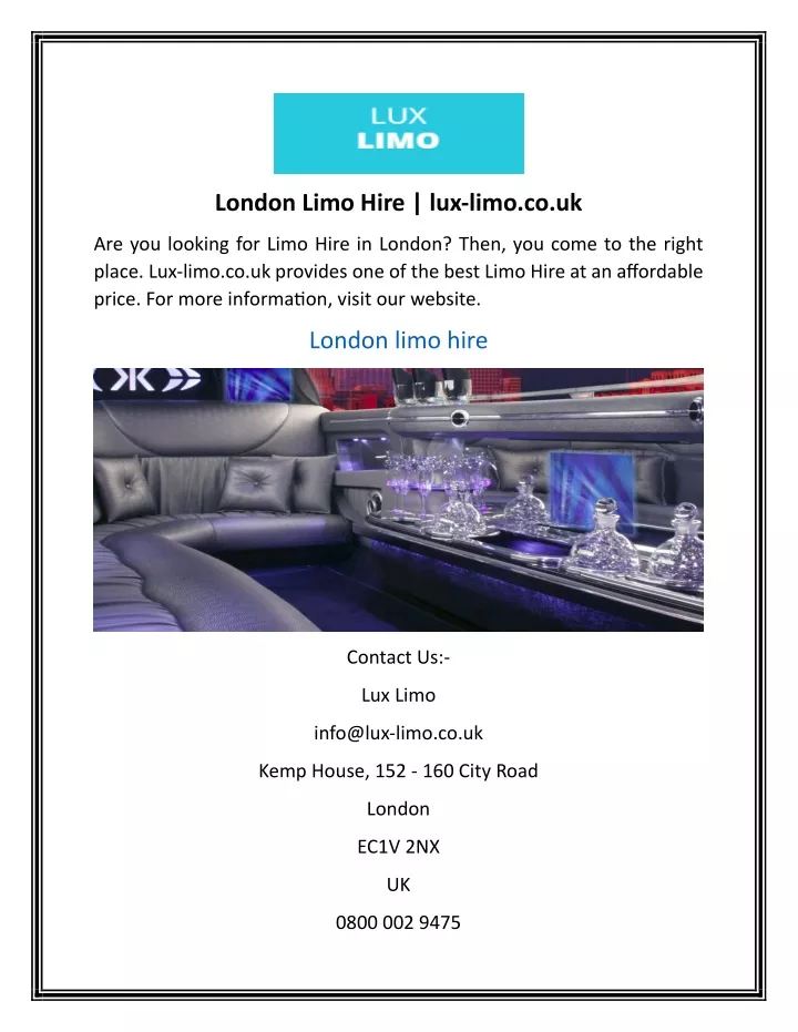 london limo hire lux limo co uk