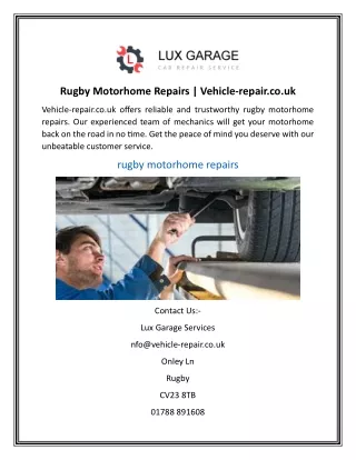 Rugby Motorhome Repairs | Vehicle-repair.co.uk