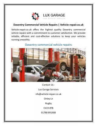 Daventry Commercial Vehicle Repairs | Vehicle-repair.co.uk