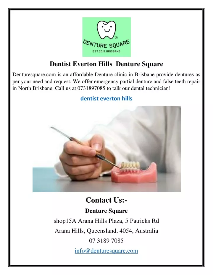 dentist everton hills denture square