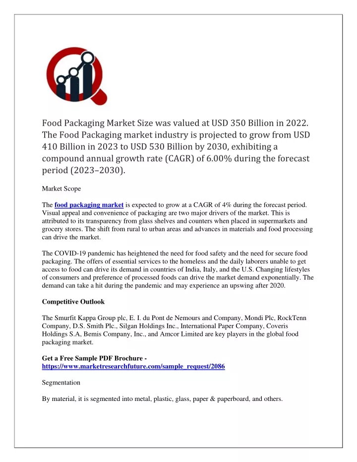 food packaging market size was valued