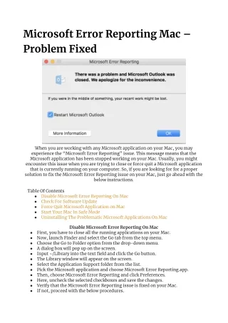 Microsoft Error Reporting Mac