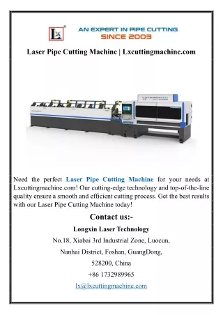 Laser Pipe Cutting Machine | Lxcuttingmachine.com