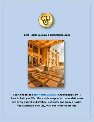 best hotels in jaipur chokhidhani com