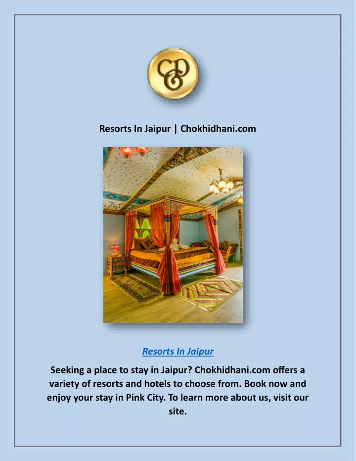 resorts in jaipur chokhidhani com