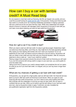 how can i buy a car with terrible credit a must