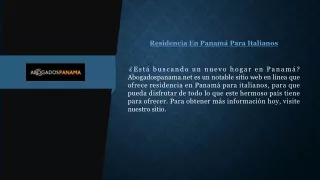 Residencia En Panamá Para Italianos  Abogadospanama.net