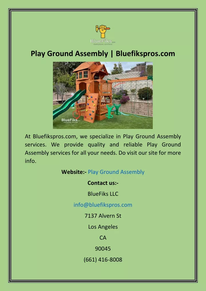 play ground assembly bluefikspros com