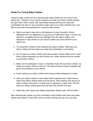 guide for caring baby clothes