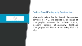 Fashion Brand Photography Services Nyc  Materealist