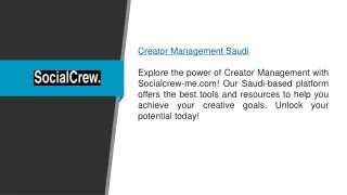 Creator Management Saudi | Socialcrew-me.com