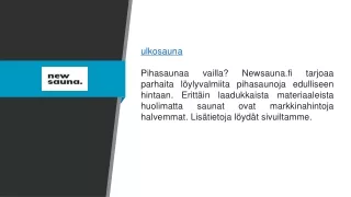 Ulkosauna  Newsauna.fi