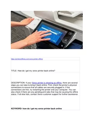https printersofflines com xerox printer offline